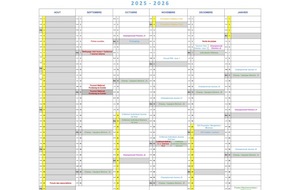 Calendrier de la saison