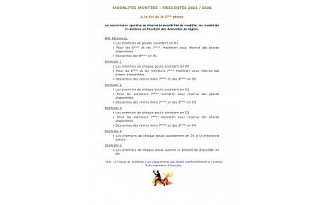 Modalités montées - descentes phase 2